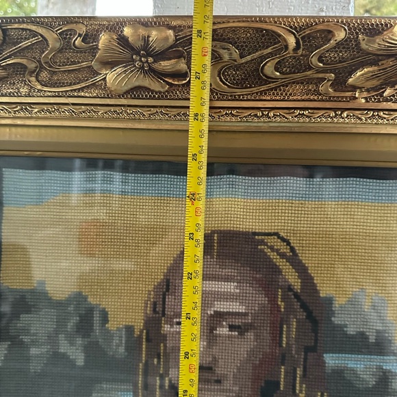 . Mona Lisa Needlepoint glass wooden frame.  Needlepoin - Picture 7 of 7